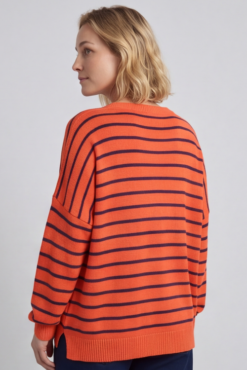 Bamburgh Stripe Knit Top Orange - Image 2