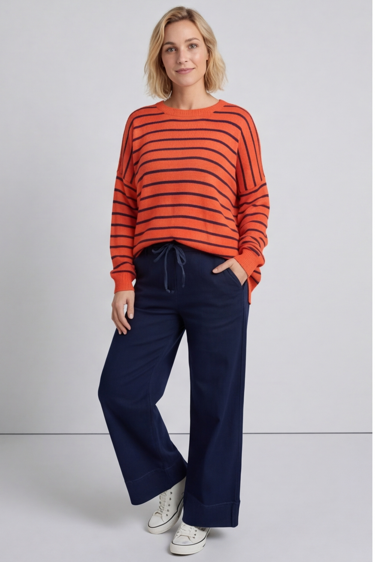 Bamburgh Stripe Knit Top Orange