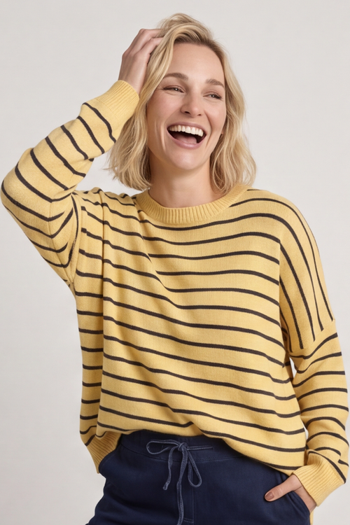 Bamburgh Stripe Knit Top Yellow - Image 1