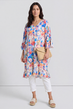 Tahlia Floral Linen Tunic Cobalt Cobalt - Tahlia Floral Linen Tunic Cobalt