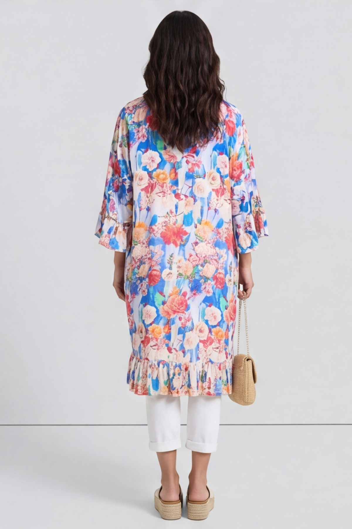 Tahlia Floral Linen Tunic Cobalt
