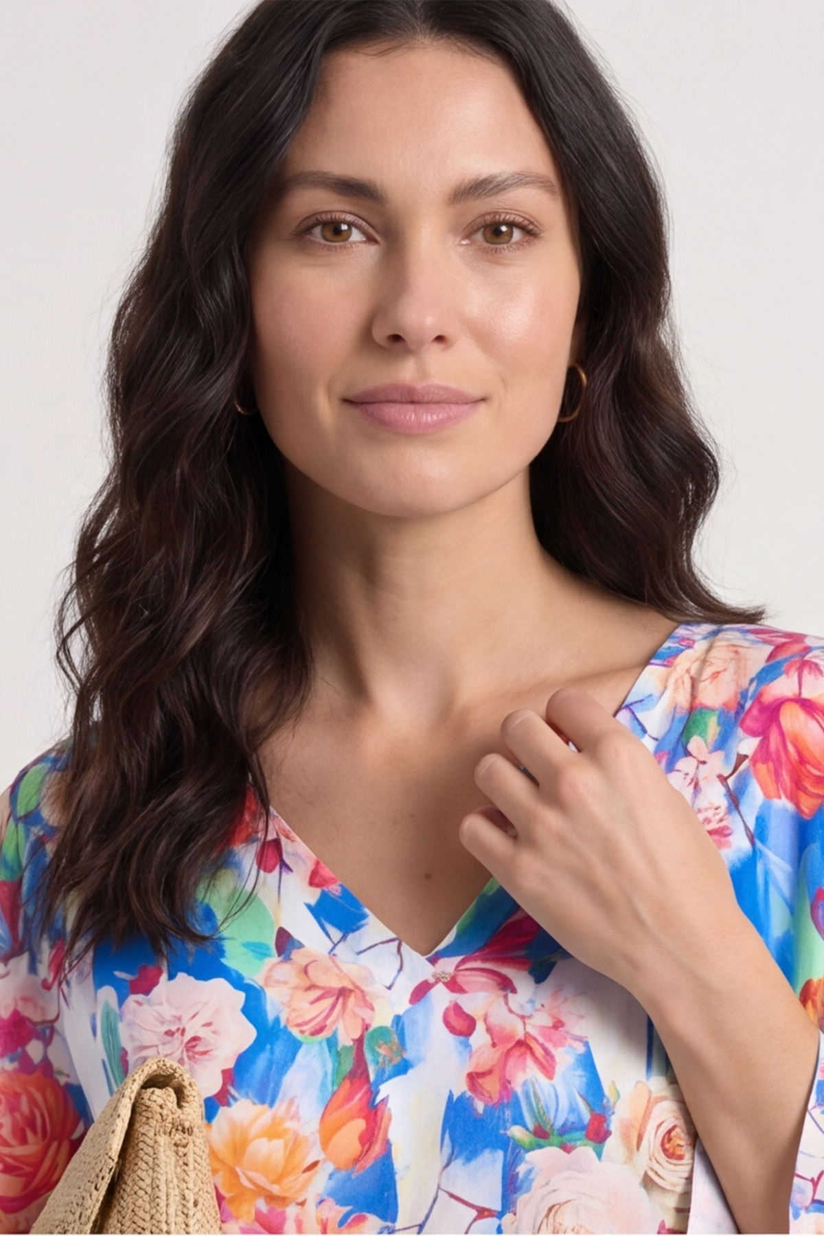 Tahlia Floral Linen Tunic Cobalt