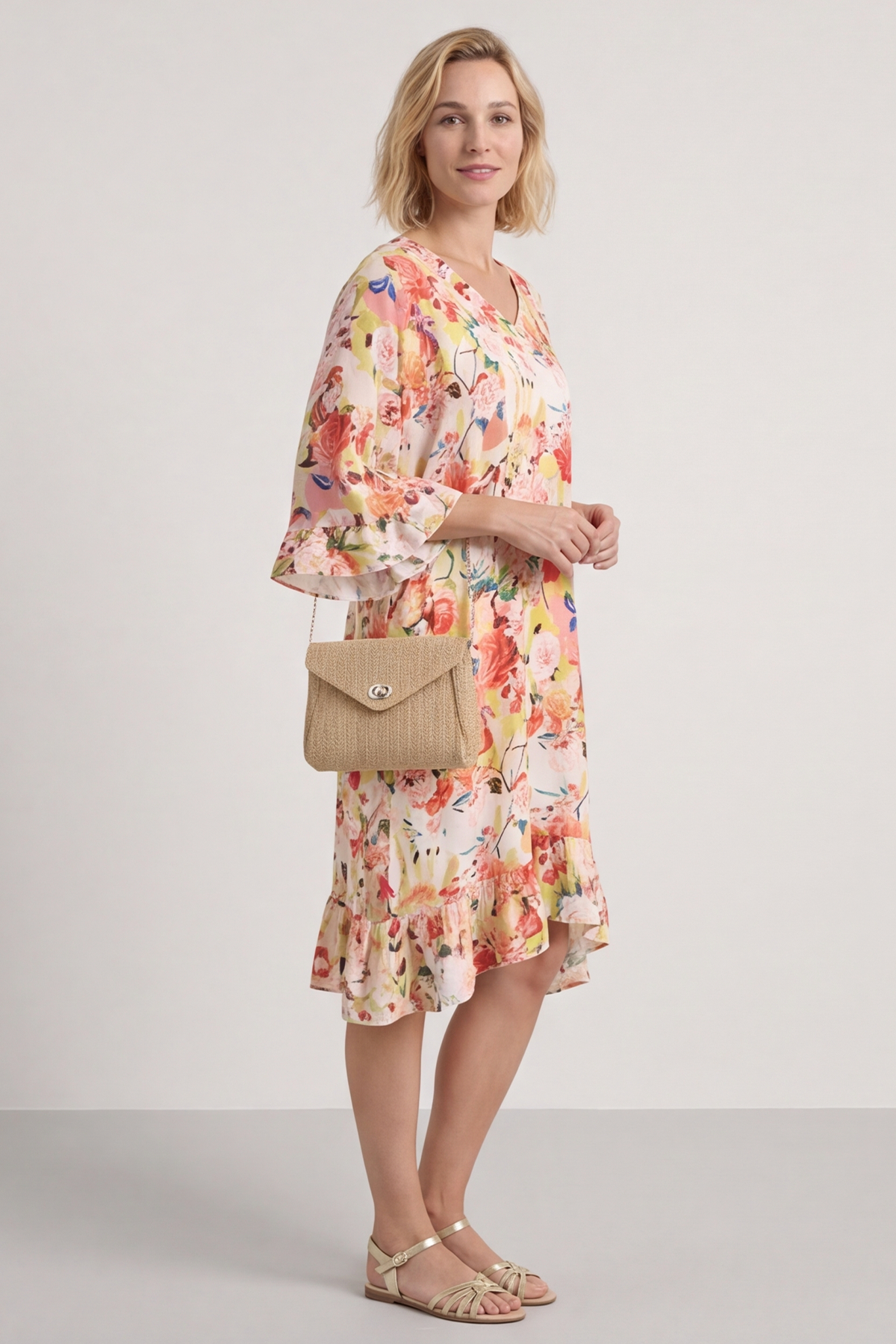 Tahlia Floral Linen Tunic Yellow
