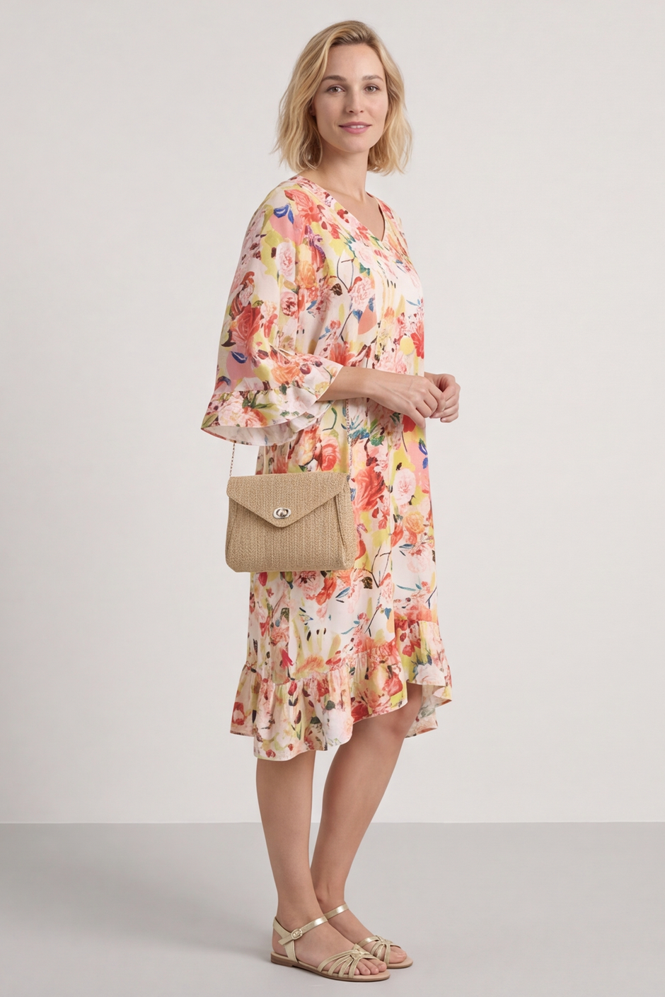 Tahlia Floral Linen Tunic Yellow