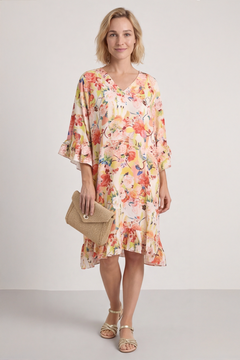 Tahlia Floral Linen Tunic Yellow