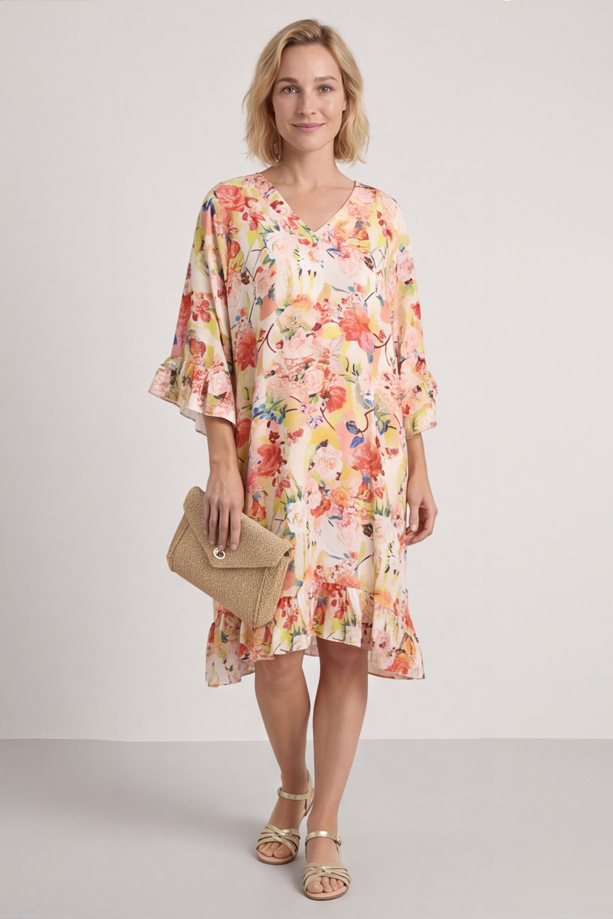 Tahlia Floral Linen Tunic Yellow