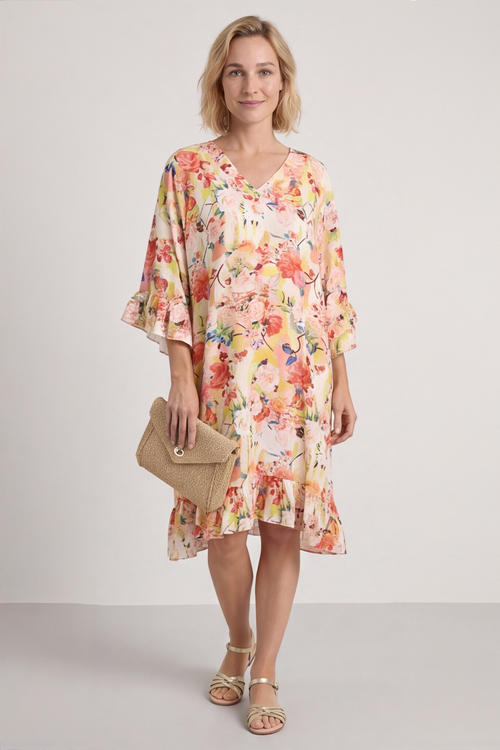 Tahlia Floral Linen Tunic Yellow - Image 2