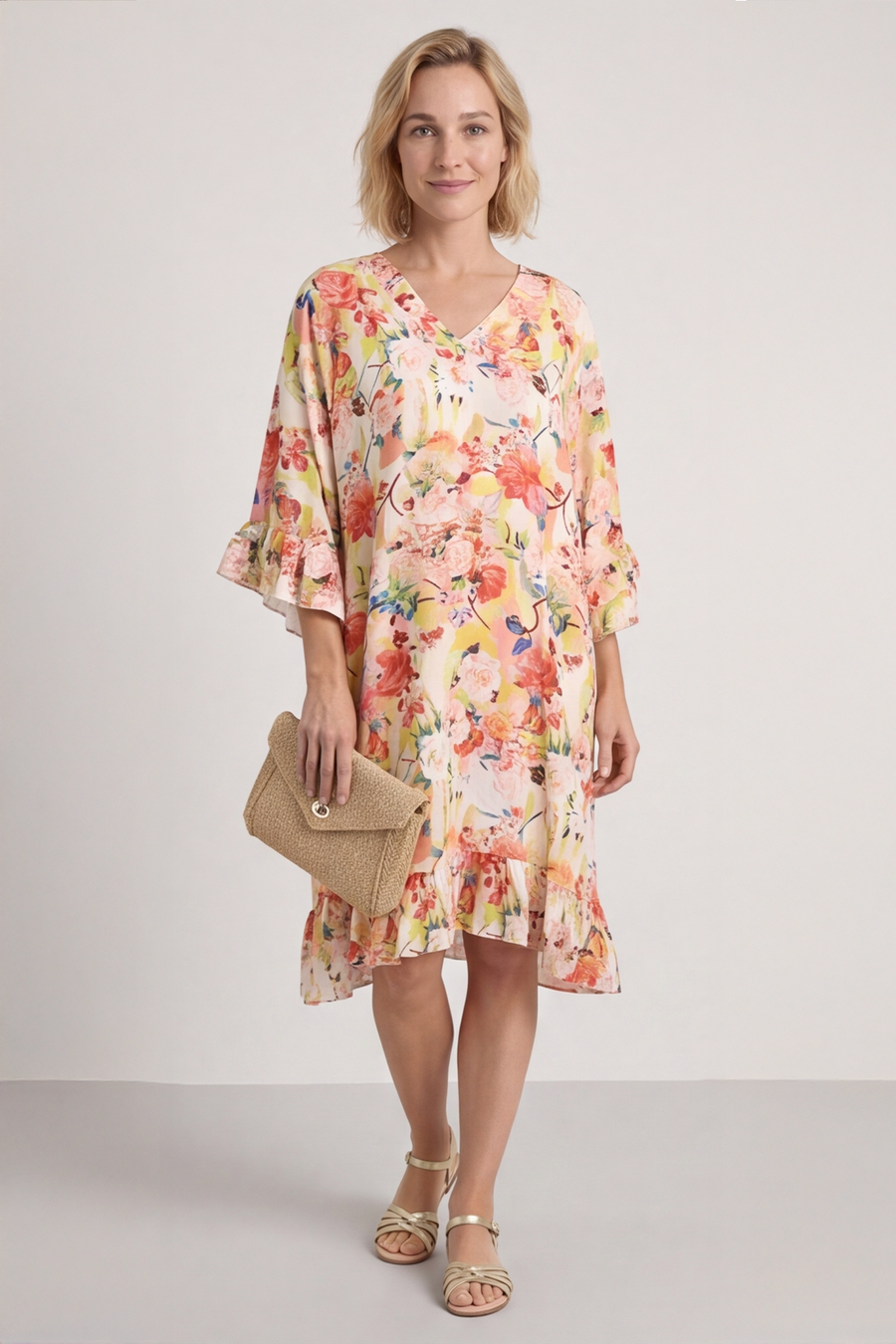 Tahlia Floral Linen Tunic Yellow