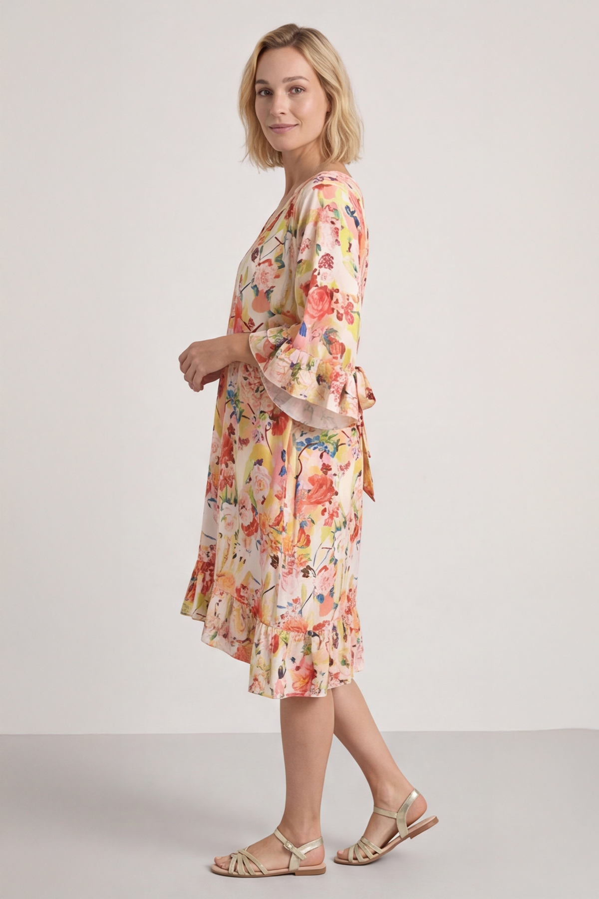 Tahlia Floral Linen Tunic Yellow