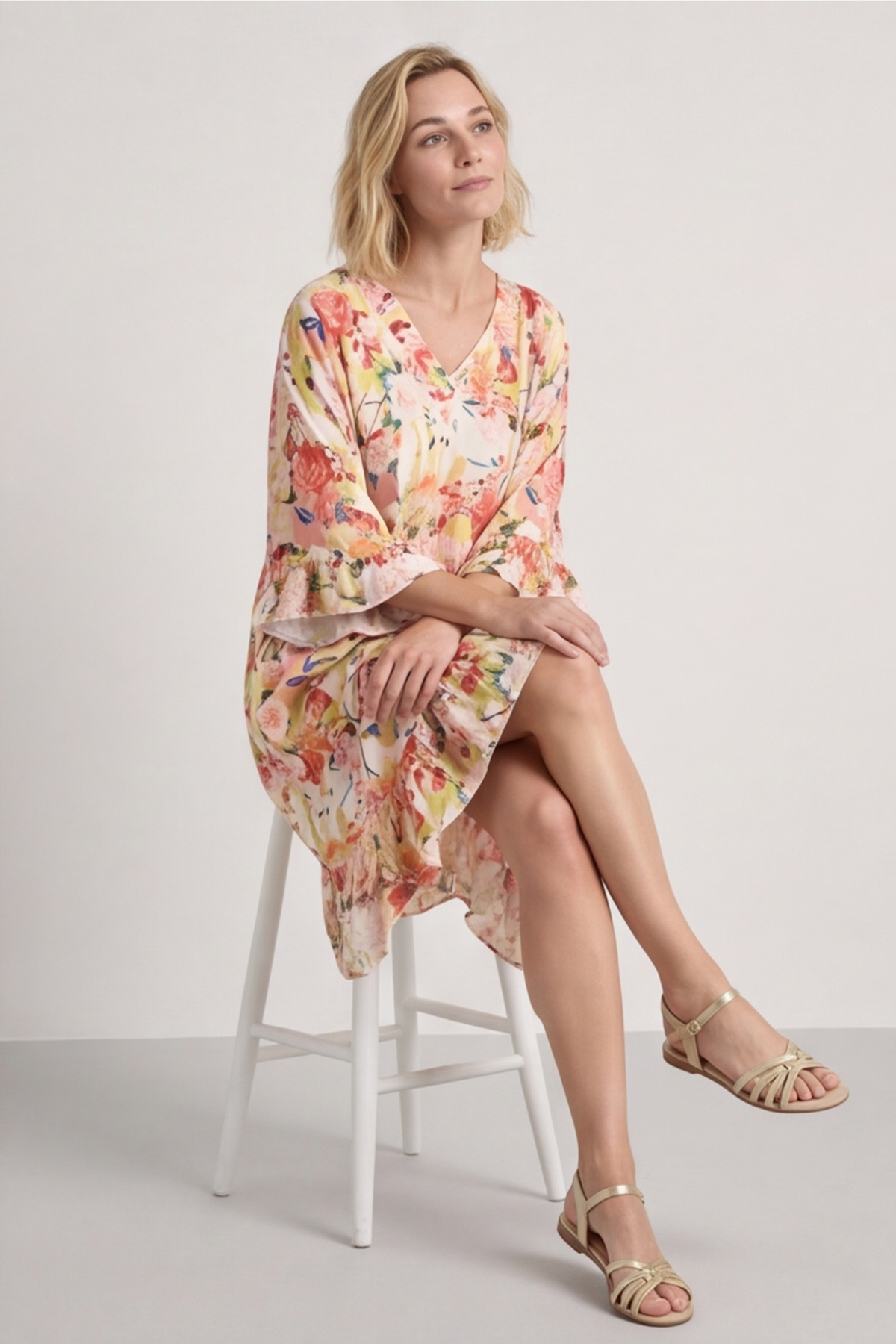 Tahlia Floral Linen Tunic Yellow