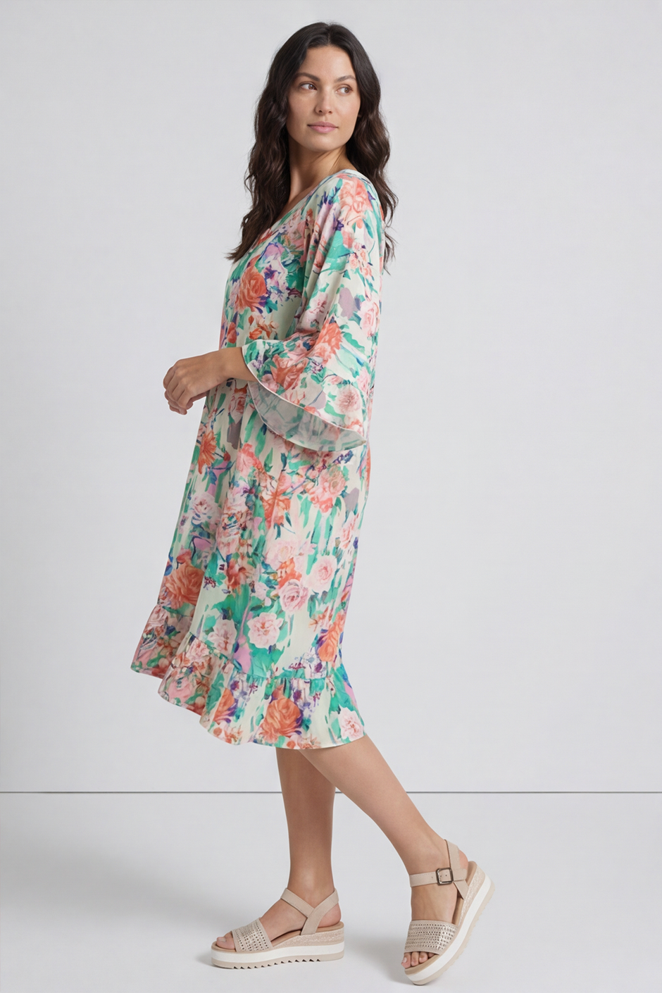 Tahlia Floral Linen Tunic Emerald