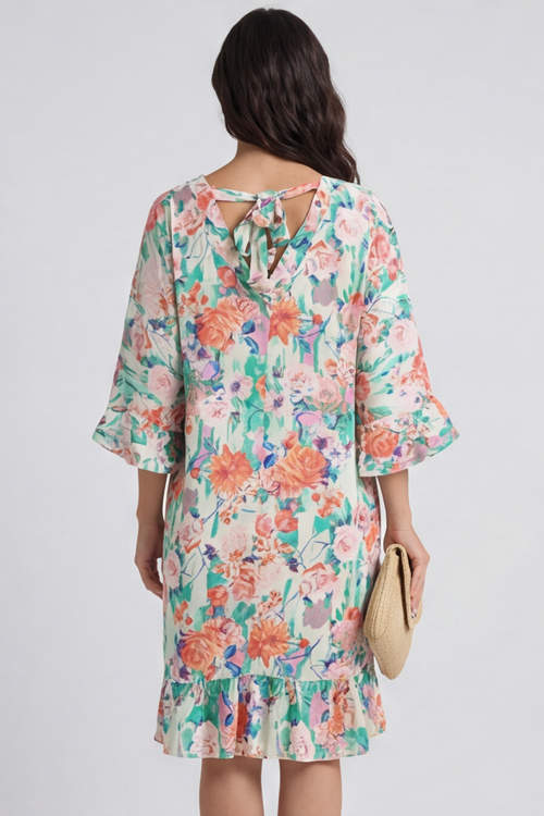 Tahlia Floral Linen Tunic Emerald - Image 4