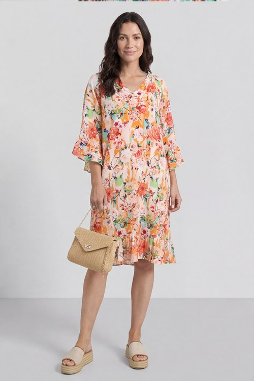 Tahlia Floral Linen Tunic Orange - Image 5