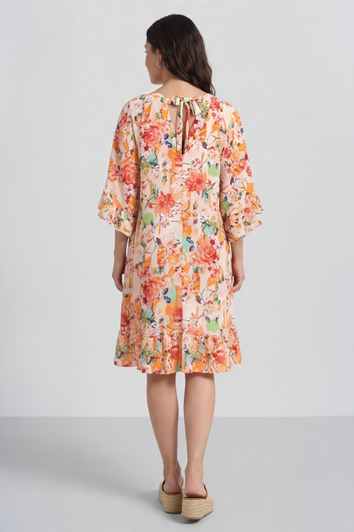 Tahlia Floral Linen Tunic Orange - Image 3