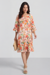 Tahlia Floral Linen Tunic Orange