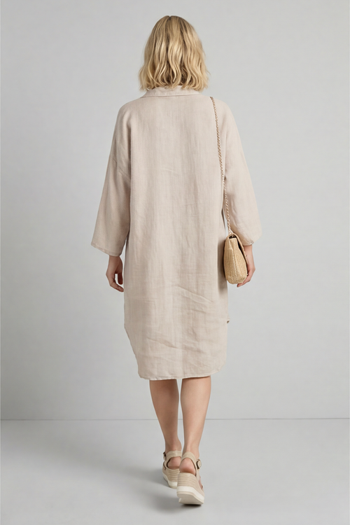 Tarna Button Linen Tunic Stone - Image 2