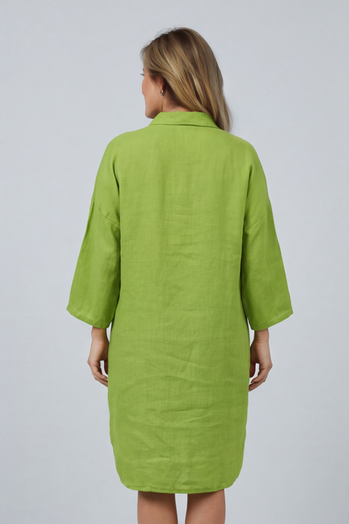 Tarna Button Linen Tunic Olive - Image 5