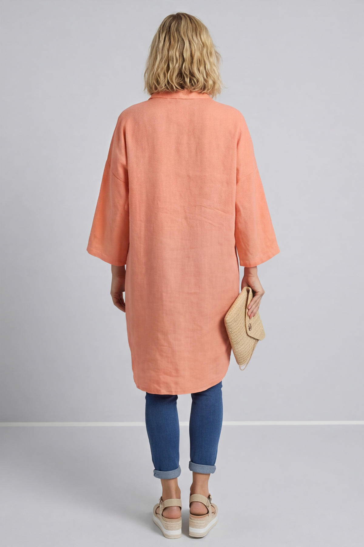 Tarna Button Linen Tunic Orange