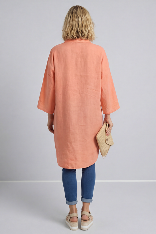 Tarna Button Linen Tunic Orange - Image 6