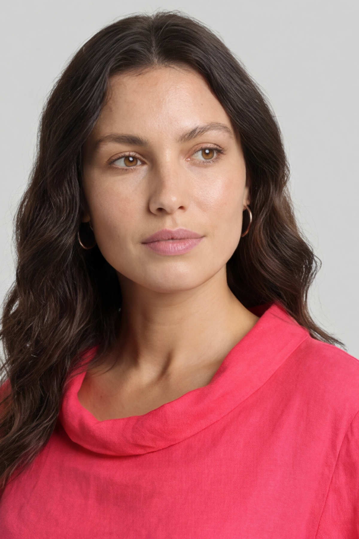 Tasha Cowl Neck Linen Dress Hot Pink