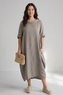 Tasha Cowl Neck Linen Dress Mocha