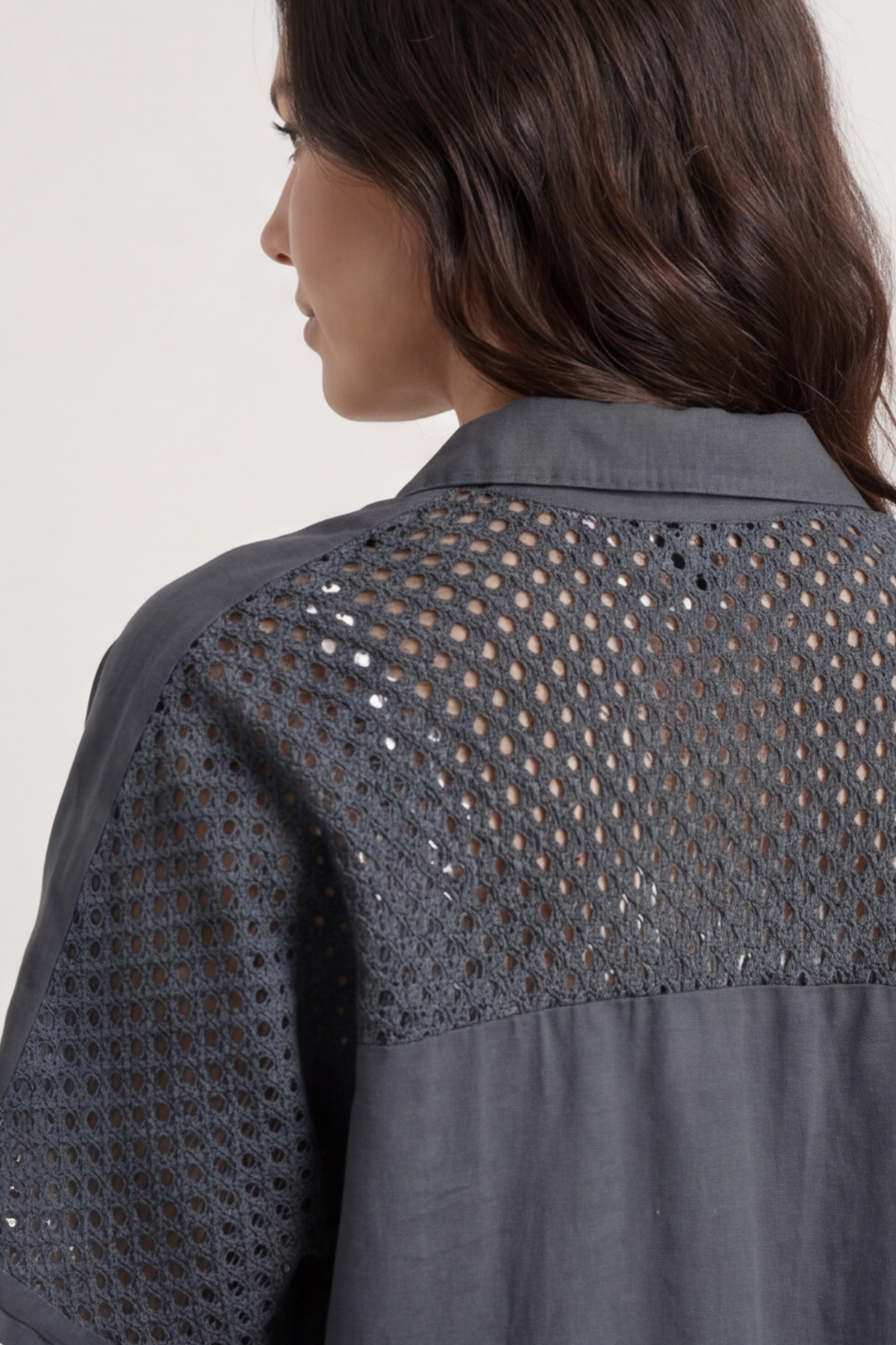 Theodora Crochet Detail Shirt Charcoal