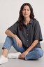 Theodora Crochet Detail Shirt Charcoal