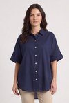 Theodora Crochet Detail Shirt Navy