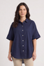 Theodora Crochet Detail Shirt Navy