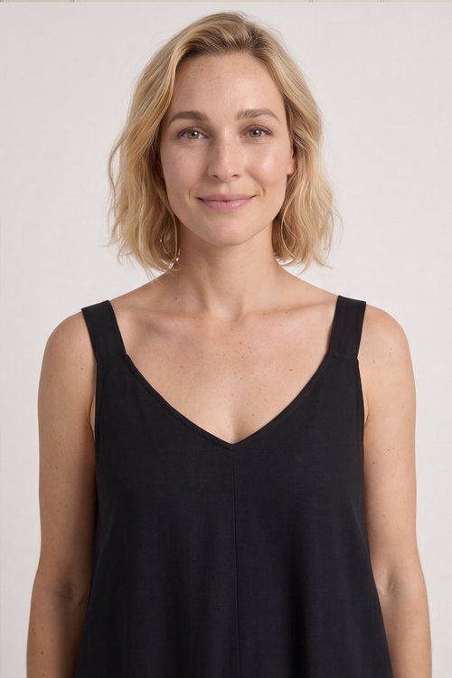 Tiffany Linen Dress Black - Image 3