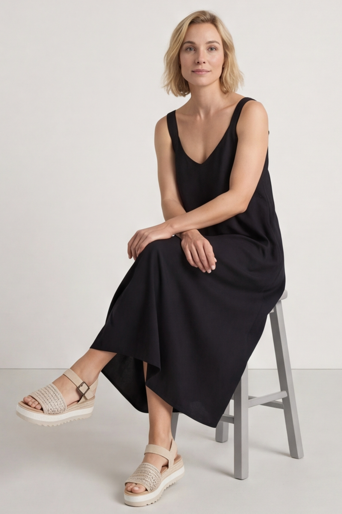 Tiffany Linen Dress Black
