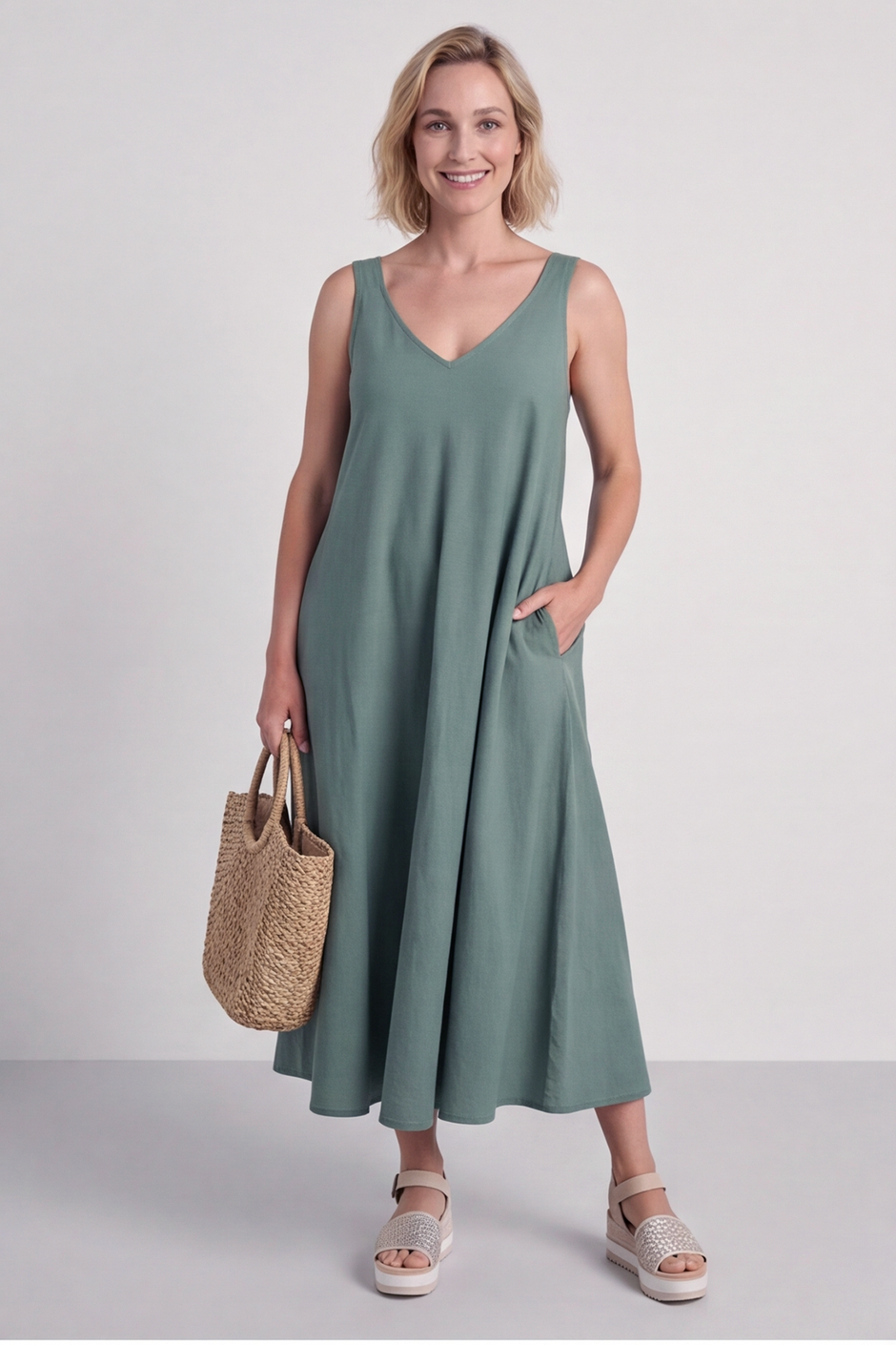 Tiffany Linen Dress Khaki