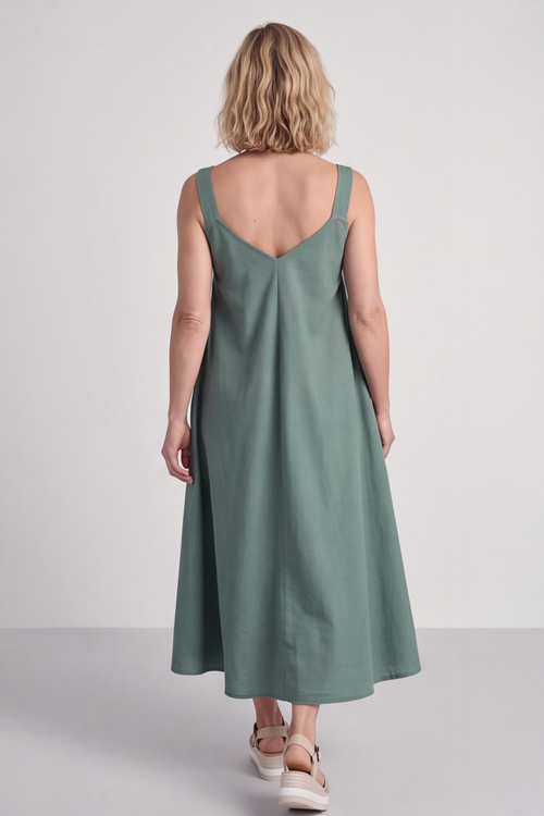 Tiffany Linen Dress Khaki - Image 4