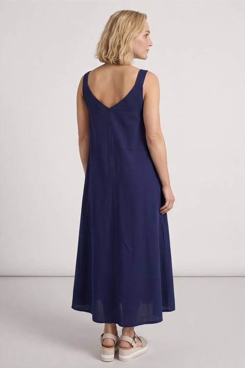 Tiffany Linen Dress Navy - Image 2