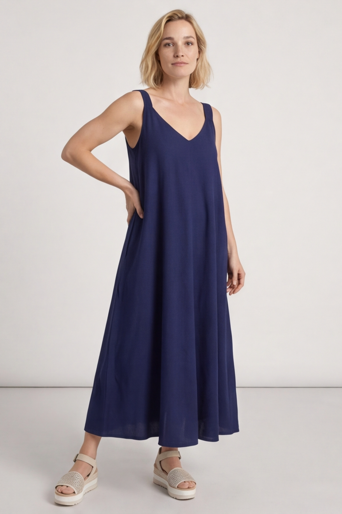 Tiffany Linen Dress Navy