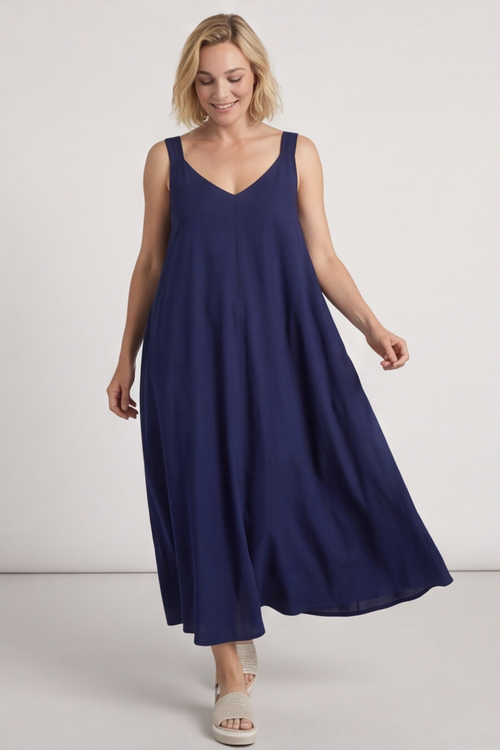 Tiffany Linen Dress Navy - Image 5