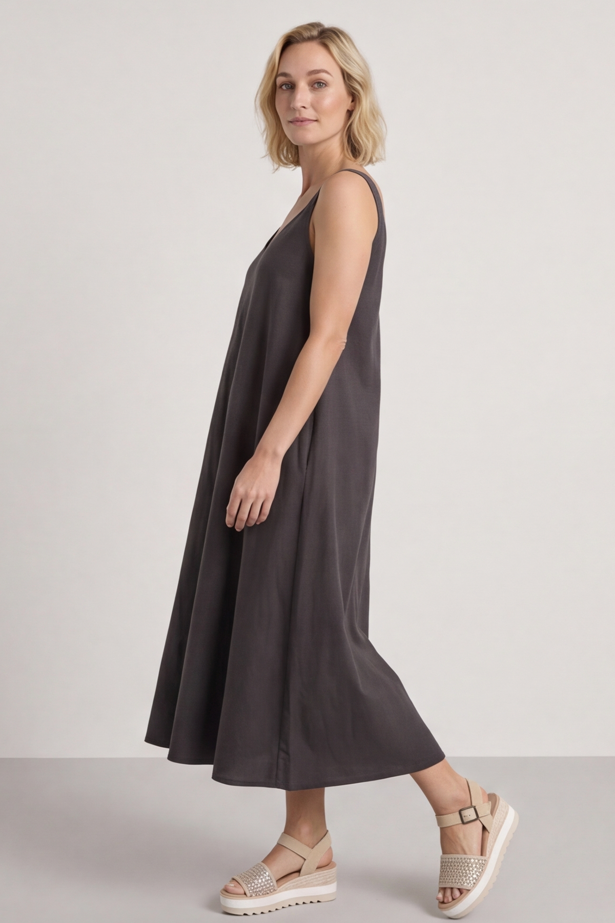 Tiffany Linen Dress Cocoa