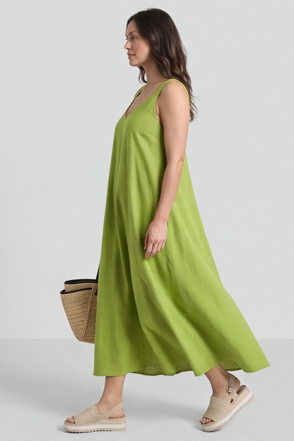 Tiffany Linen Dress Olive
