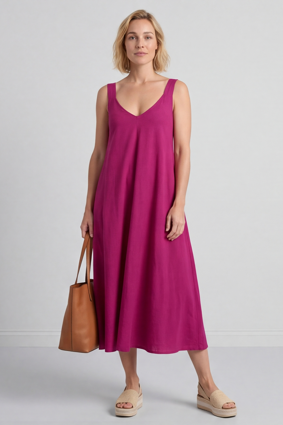 Tiffany Linen Dress Berry