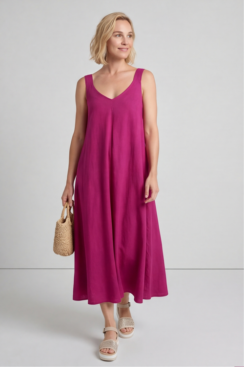 Tiffany Linen Dress Berry - Image 4