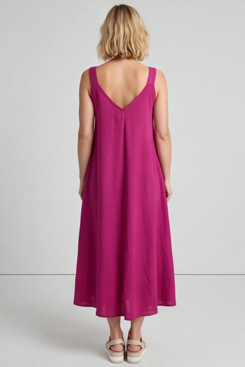 Tiffany Linen Dress Berry - Image 3