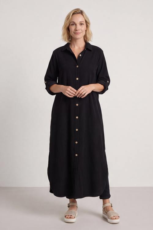 Tisha Needlecord Shirt Dress Black - Image 2