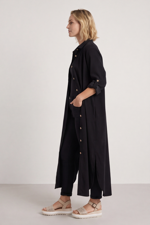Tisha Needlecord Shirt Dress Black - Image 3