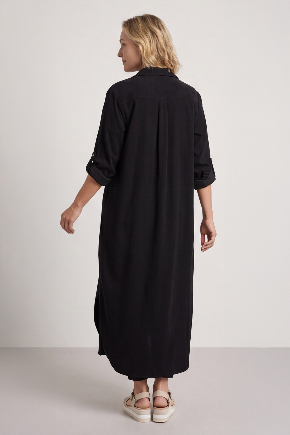 Tisha Needlecord Shirt Dress Black