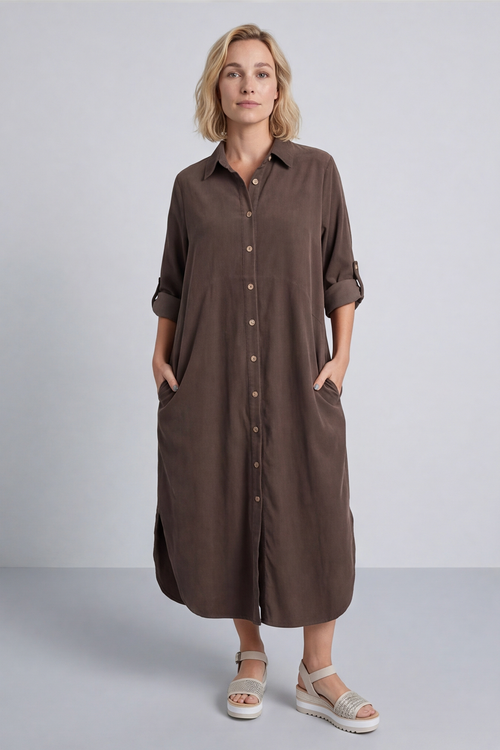Tisha Needlecord Shirt Dress Cocoa - Image 2