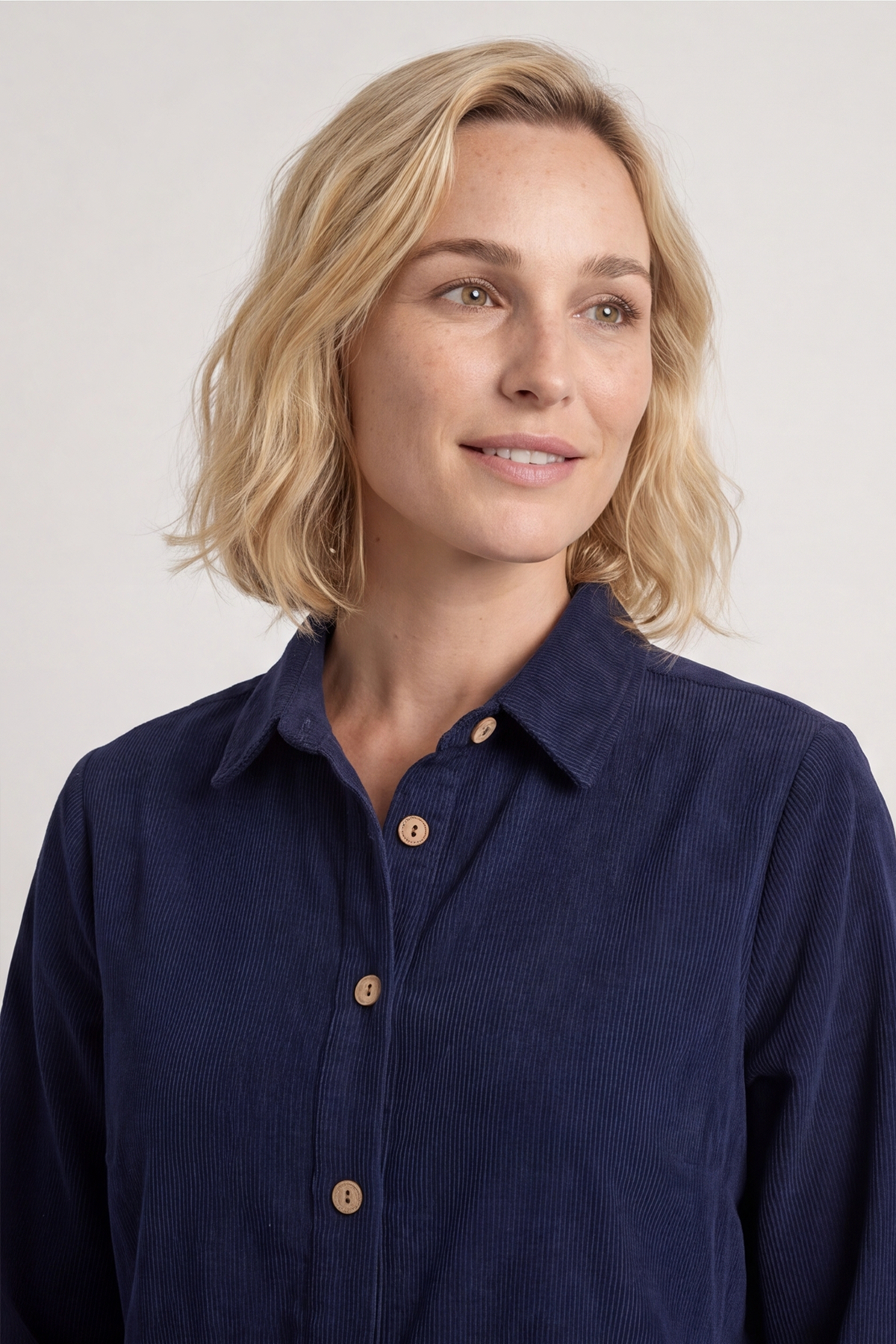 Tisha Needlecord Shirt Dress Navy