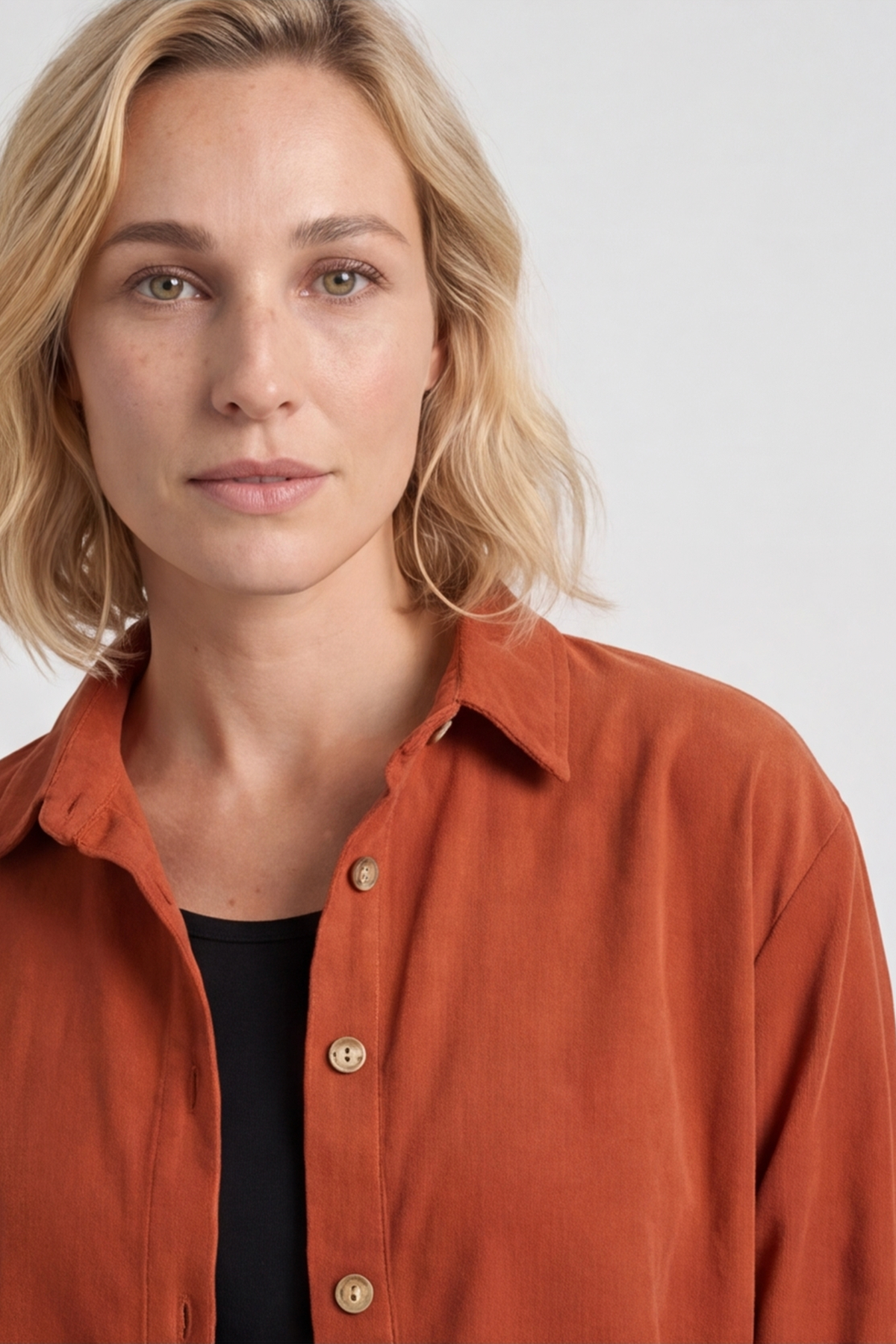 Tisha Needlecord Shirt Dress Burnt Orange