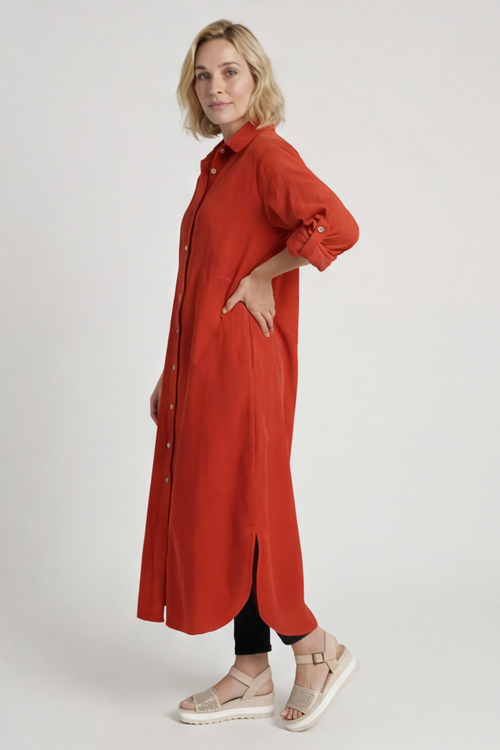 Tisha Needlecord Shirt Dress Red - Image 5