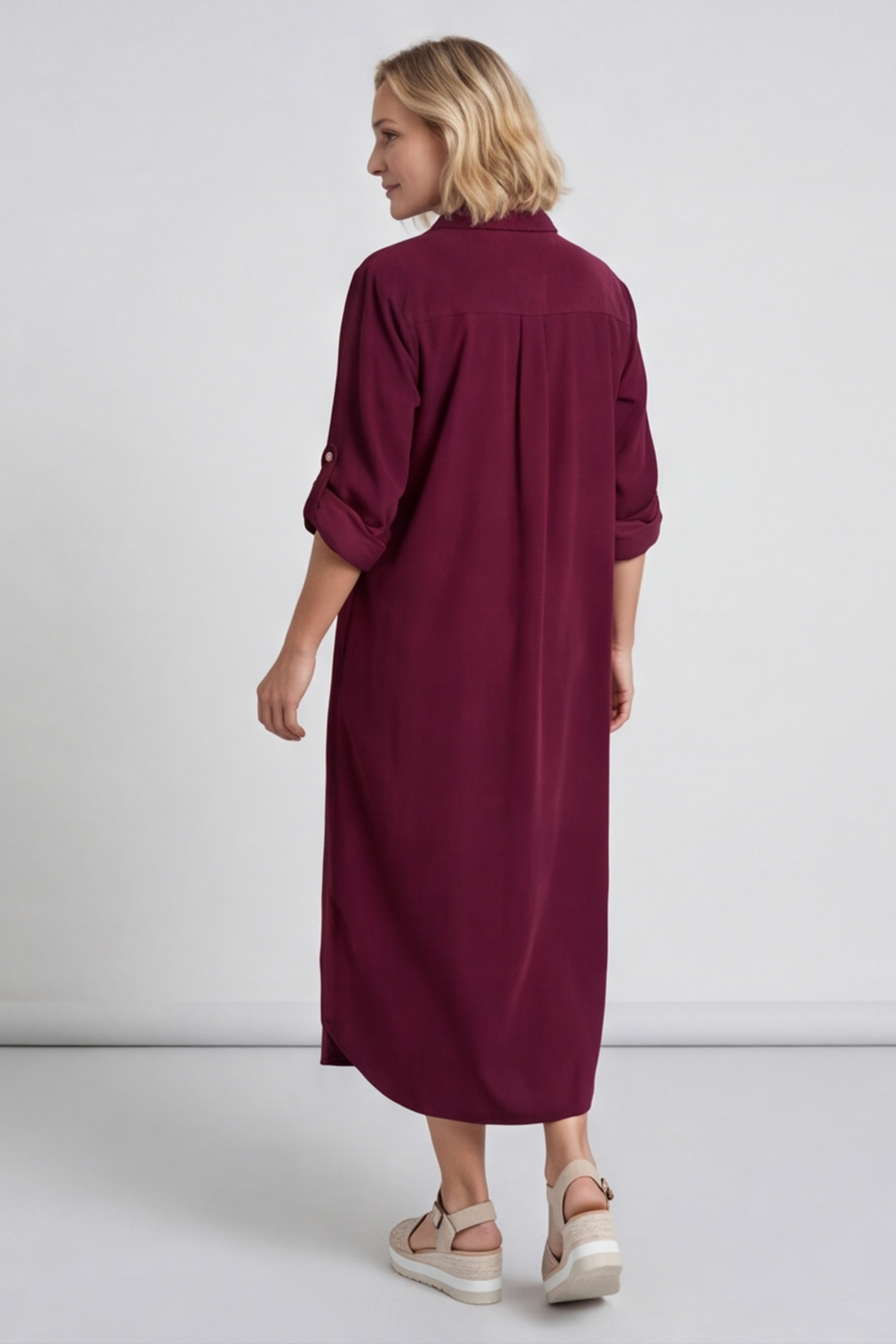 Tisha Needlecord Shirt Dress Wine