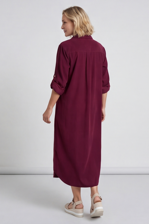 Tisha Needlecord Shirt Dress Wine - Image 4
